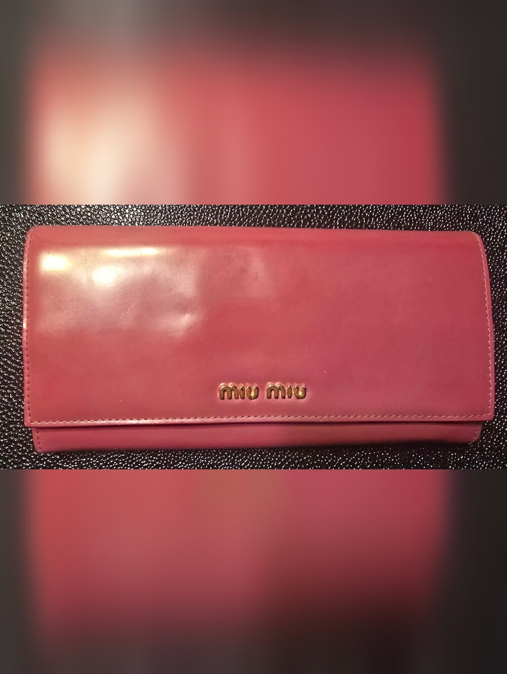 Miu Miu Pink Leather Continental Wallet with Gold Logo